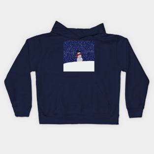 Snowman on a Snowy Hill Kids Hoodie